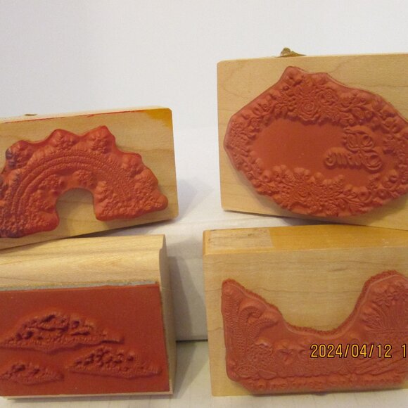 (Hard to find)Vintage Rubber stamps Stampin Up lot of 4 scenic & gift stamps - Picture 2 of 5